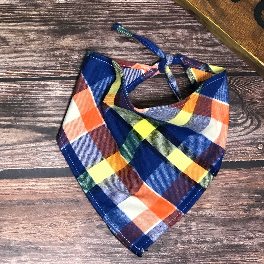 Bandana/Pet’s Bandana/Baby Bib/Scarf~Blue Plaid - Picture 2 of 15